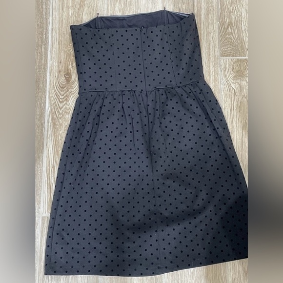 Gap Black Small Velvet Polka Dot Strapless Party Dress - Picture 4 of 10